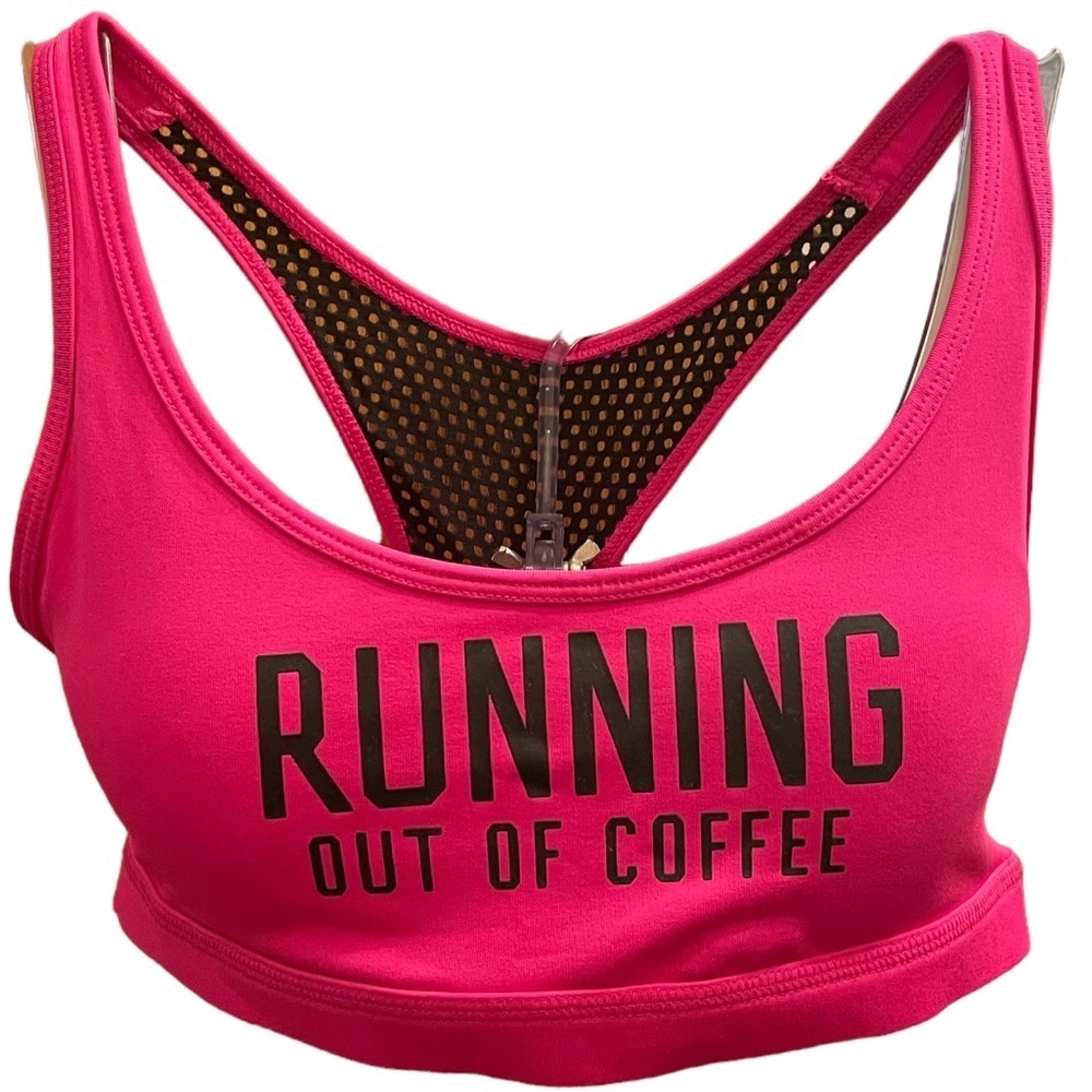 Hollister pink Running out of Coffee sport bra Small